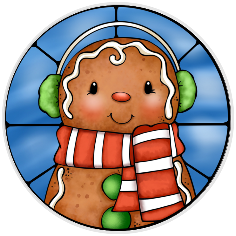 10” Gingerbread Stained Glass Look Metal Sign, Home Decor, Aluminum, The Ritzy Cactus