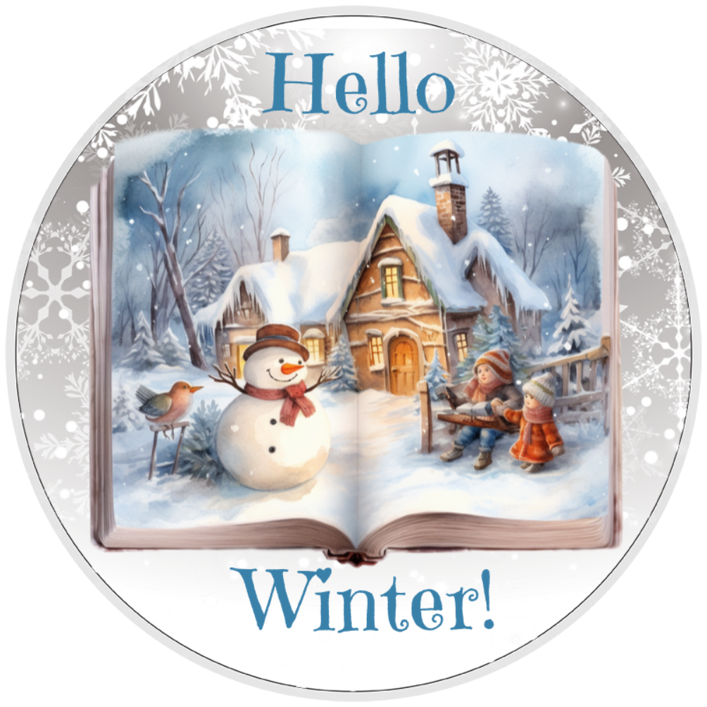 10” Hello Winter Snow Wreath Sign, Home Decor, Aluminum, The Ritzy Cactus