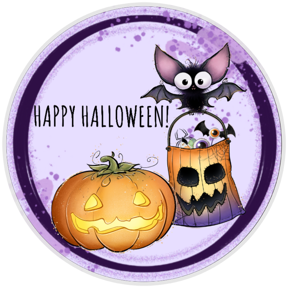 10” Bat Pumpkin Halloween Sign, Home Decor, Aluminum, The Ritzy Cactus