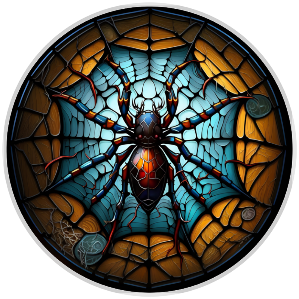 10” Stained Glass Spider Halloween Sign, Home Decor, Aluminum, The Ritzy Cactus