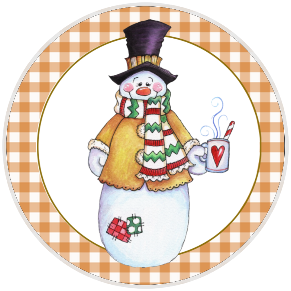 10” Checkered Snowman Sign, Home Decor, Aluminum, The Ritzy Cactus