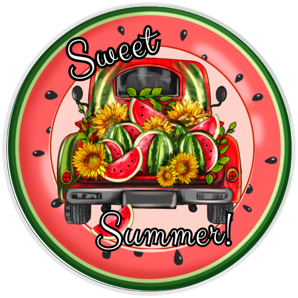 10” Sweet Summer Watermelon Sign, Home Decor, Aluminum, The Ritzy Cactus