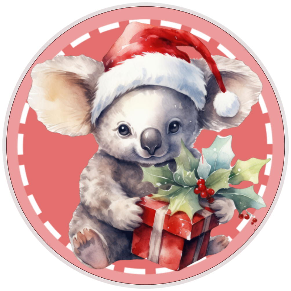 10” Koala Christmas Wreath Sign, Home Decor, Aluminum, The Ritzy Cactus