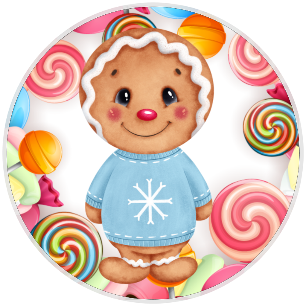 10” Gingerbread Candy Wreath Sign, Home Decor, Aluminum, The Ritzy Cactus