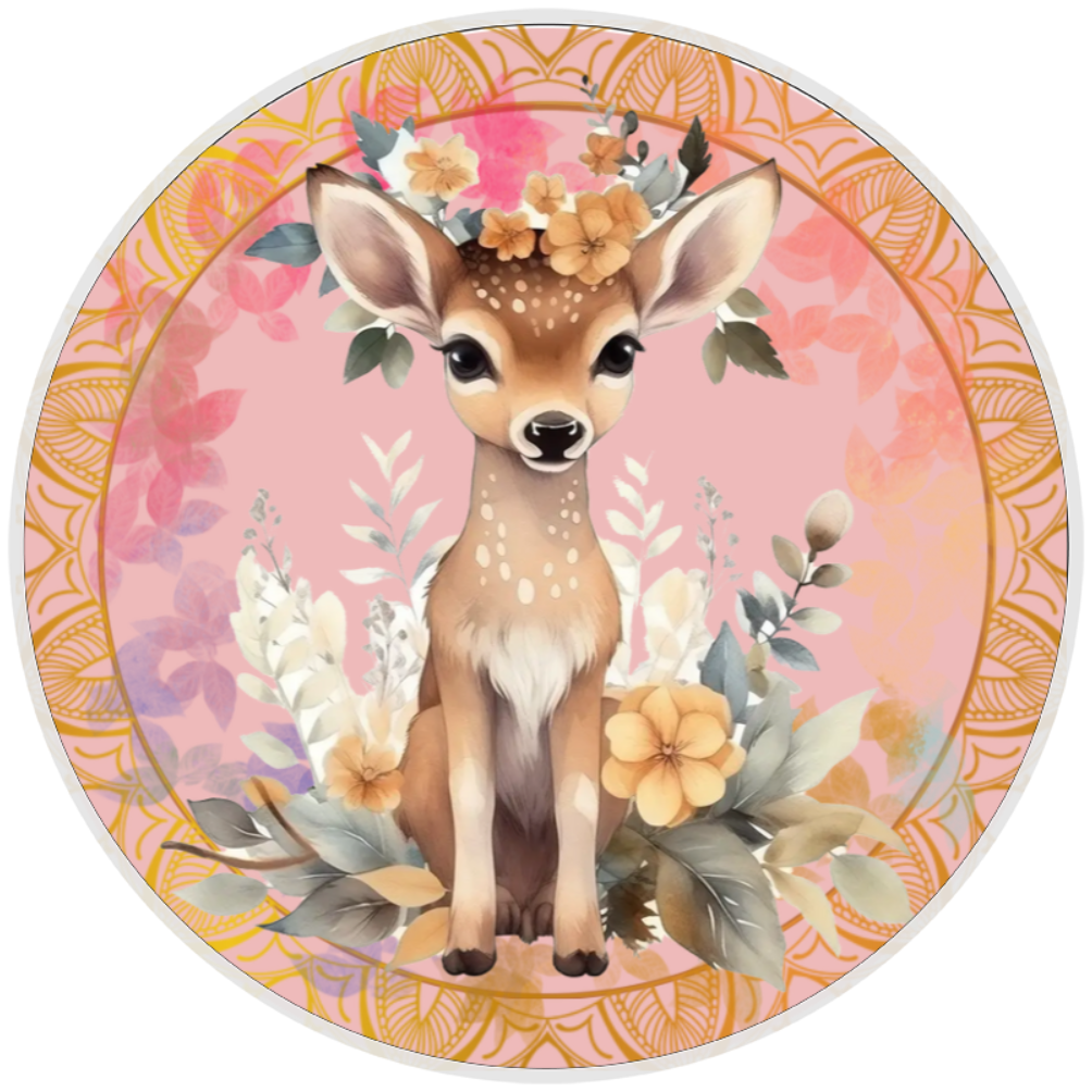 10” Doe Deer Woodland Wreath Sign, Home Decor, Aluminum, The Ritzy Cactus
