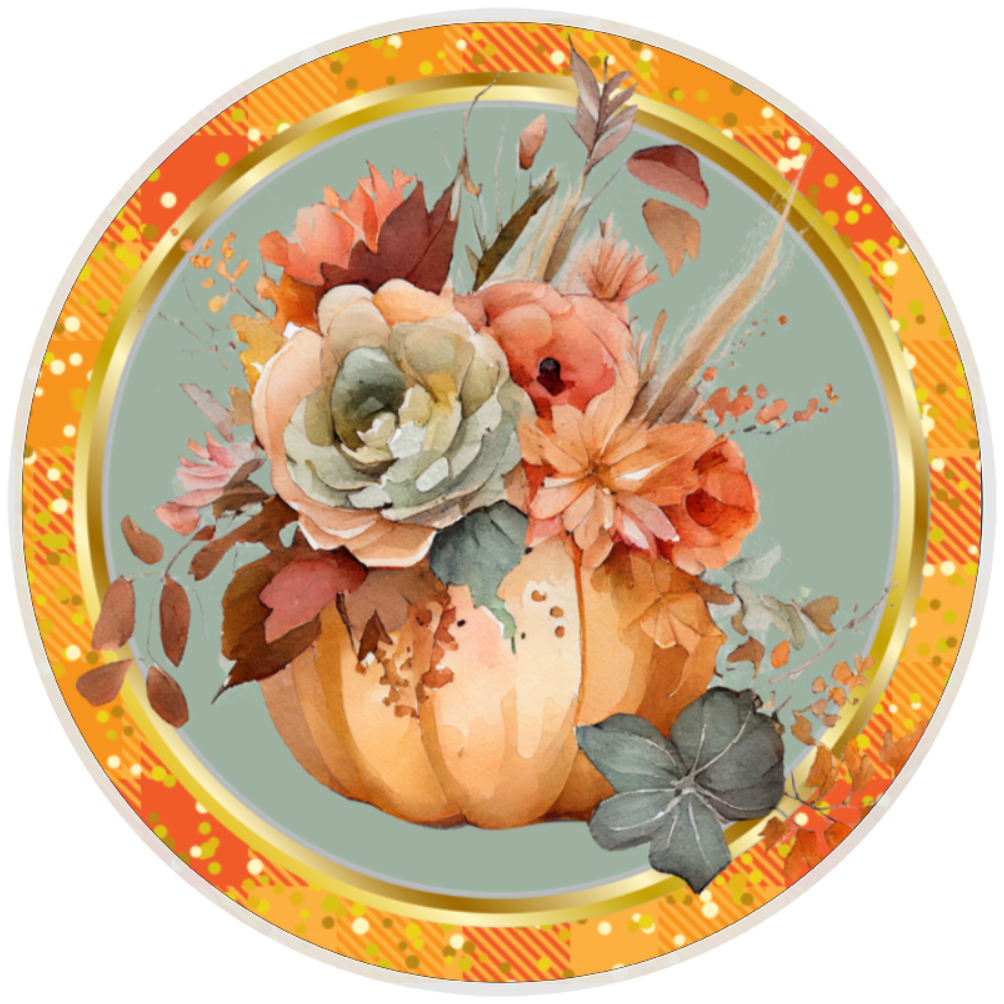 10” Fall Pumpkin Floral Sign, Home Decor, Aluminum, Metal Sign,The Ritzy Cactus