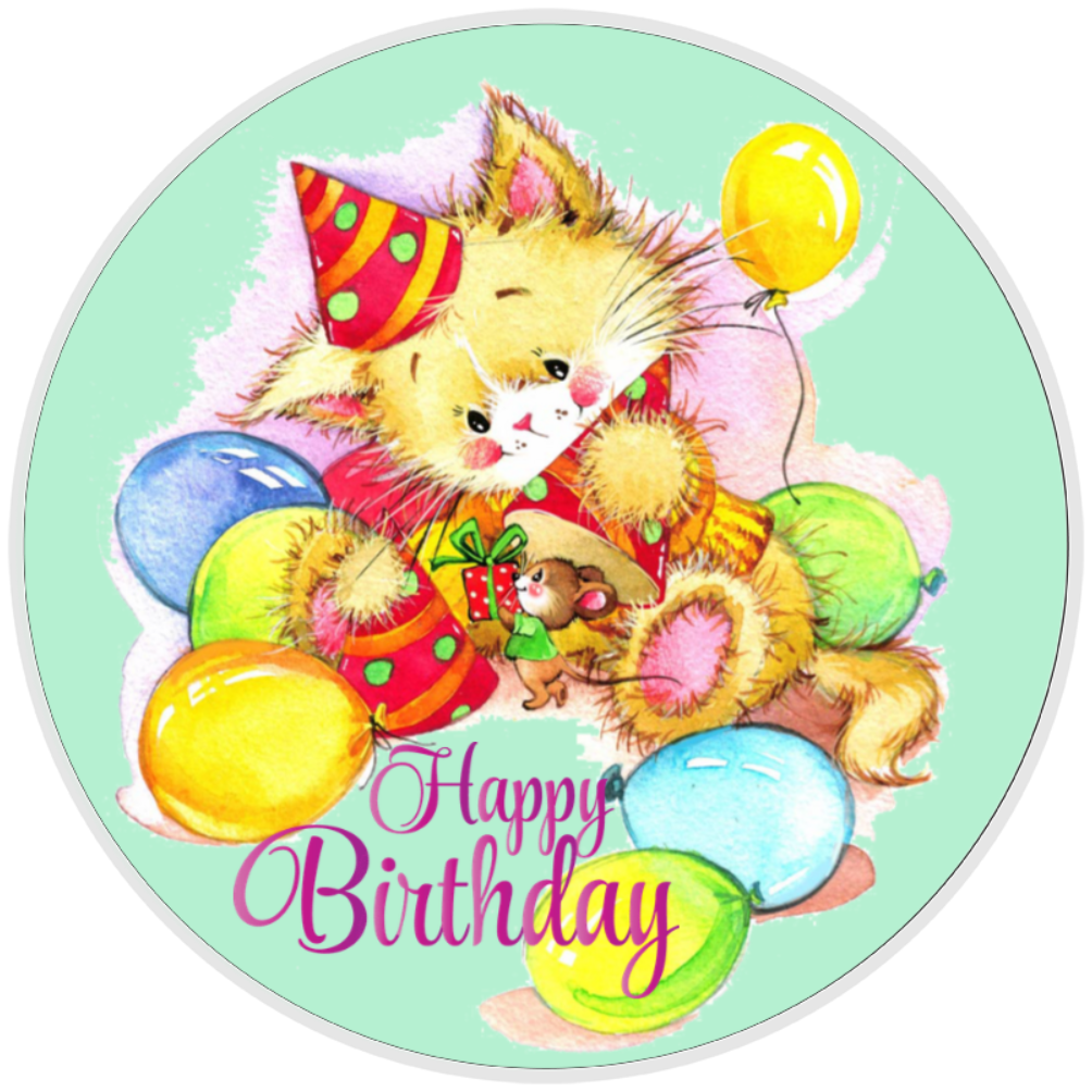 10” Happy Birthday Kitty Sign, Home Decor, Aluminum, The Ritzy Cactus