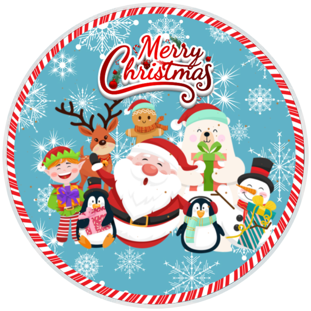 10” Merry Christmas Santa Besties Wreath Sign, Home Decor, Aluminum, The Ritzy Cactus