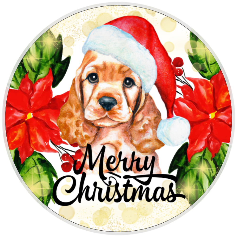 10” Christmas Cocker Spaniel Dog Sign, Home Decor, Aluminum, The Ritzy Cactus