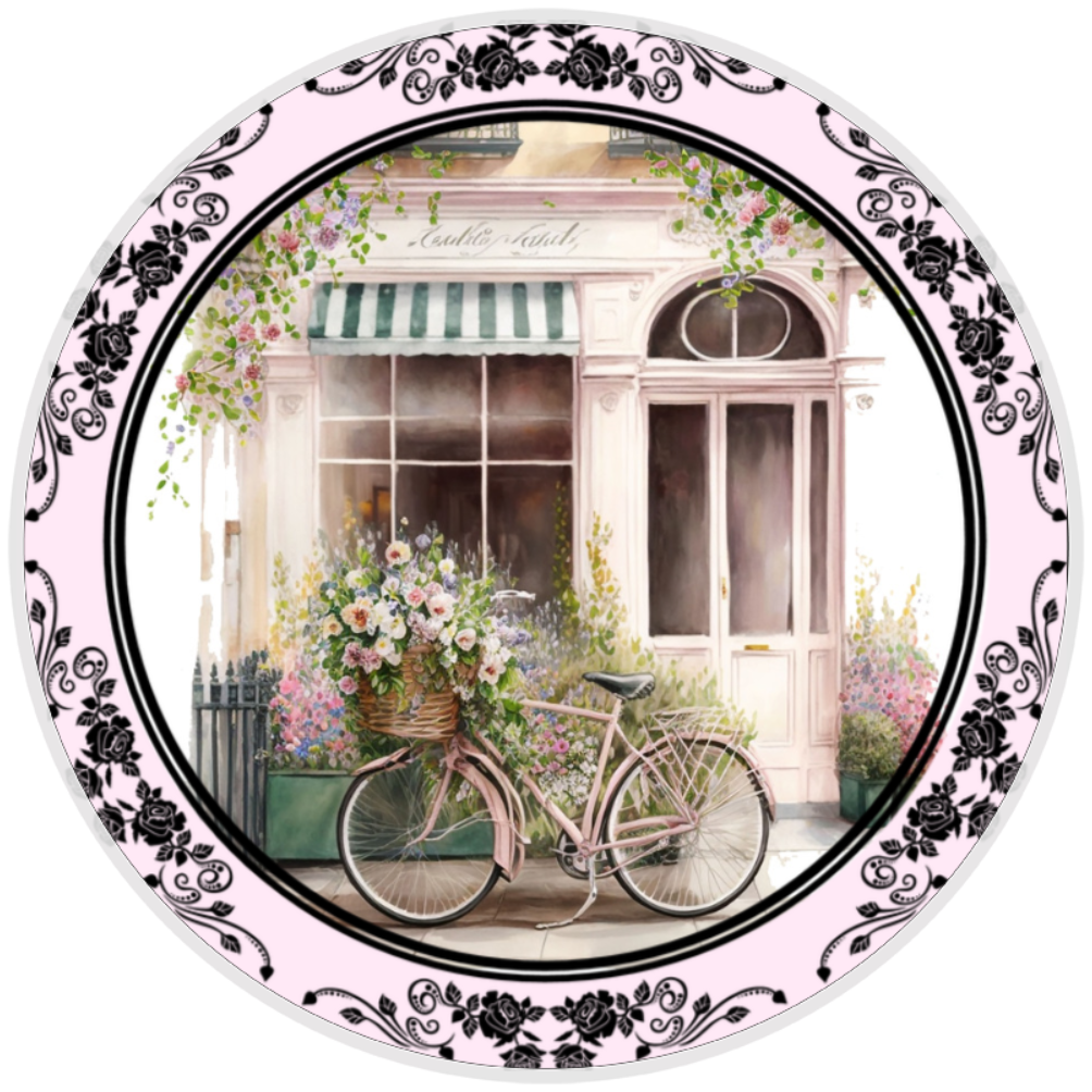 10” Paris Bicycle Flower Sign, Home Decor, Aluminum, The Ritzy Cactus