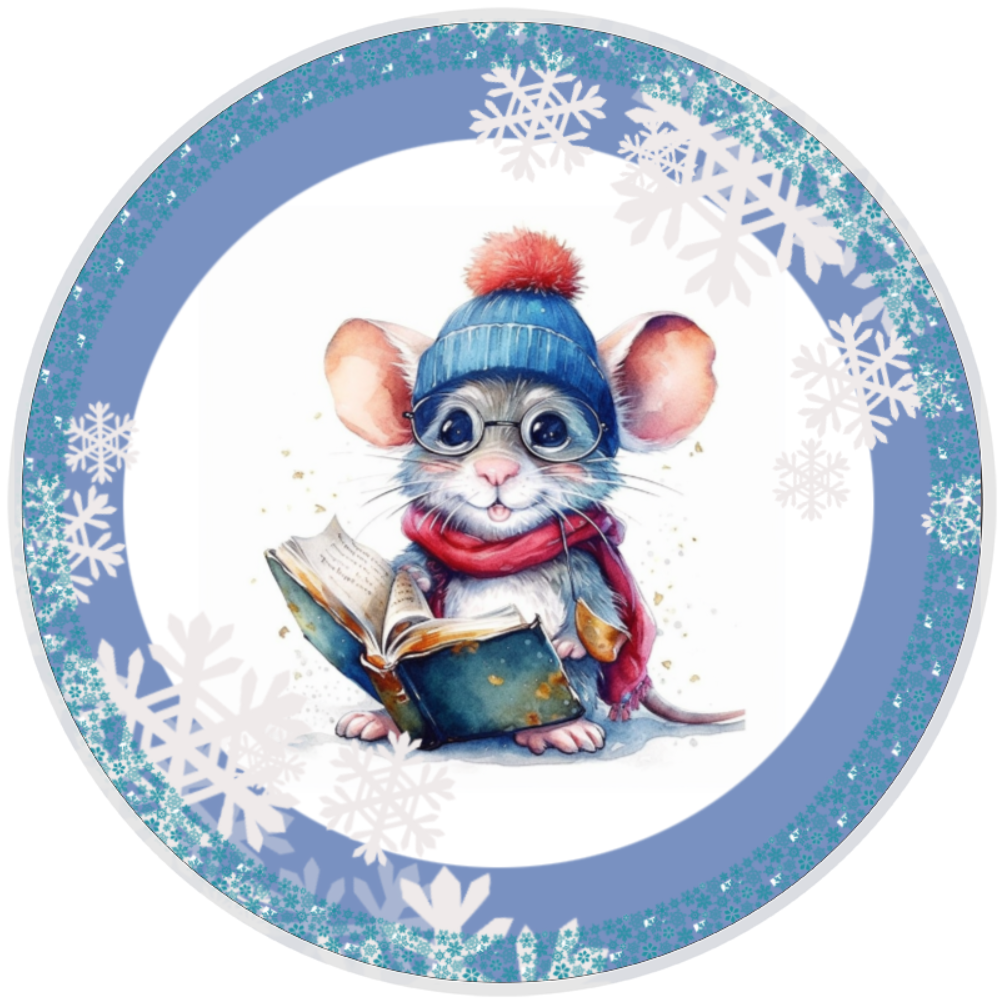 10” Winter Mouse Wreath Sign, Home Decor, Aluminum, The Ritzy Cactus