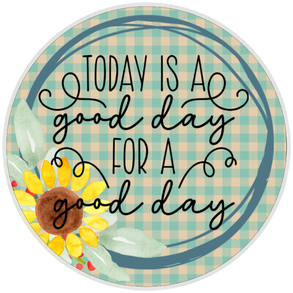 10” Good Day Sunflower Wreath Sign, Home Decor, Aluminum, The Ritzy Cactus