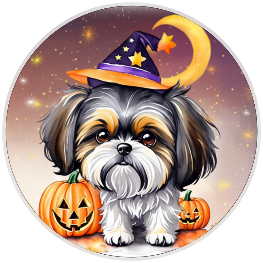 10” Halloween Lhasa Apso Dog Sign, Home Decor, Aluminum, The Ritzy Cactus
