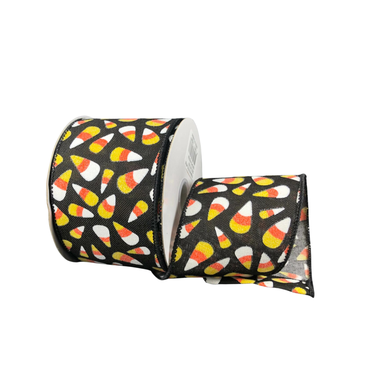 Black Linen Candy Corn Wired Ribbon – 2.5" x 10 Yards, Wreath Ribbon