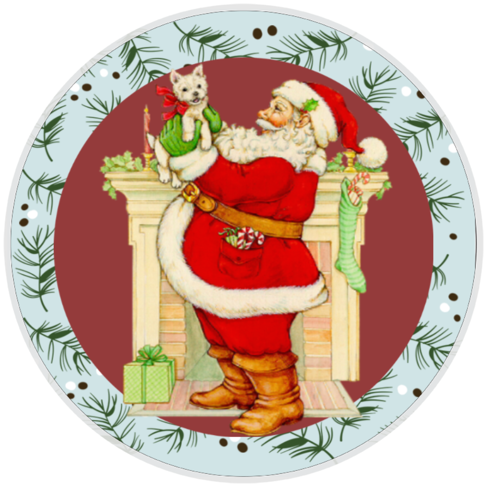 10” Christmas Santa Wreath Sign, Home Decor, Aluminum, The Ritzy Cactus