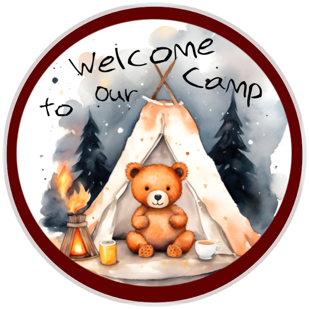 10” Welcome To Our Camp Sign, Home Decor, Aluminum, The Ritzy Cactus
