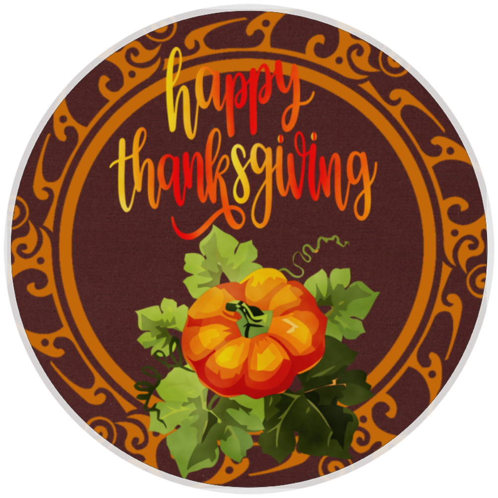 10” Happy Thanksgiving Pumpkin Wreath Sign, Home Decor, Aluminum, The Ritzy Cactu