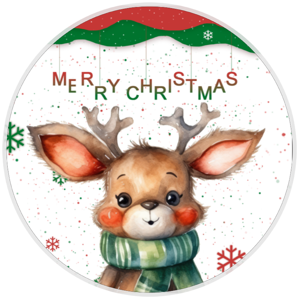 10” Merry Christmas Reindeer Sign, Home Decor, Aluminum, The Ritzy Cactus