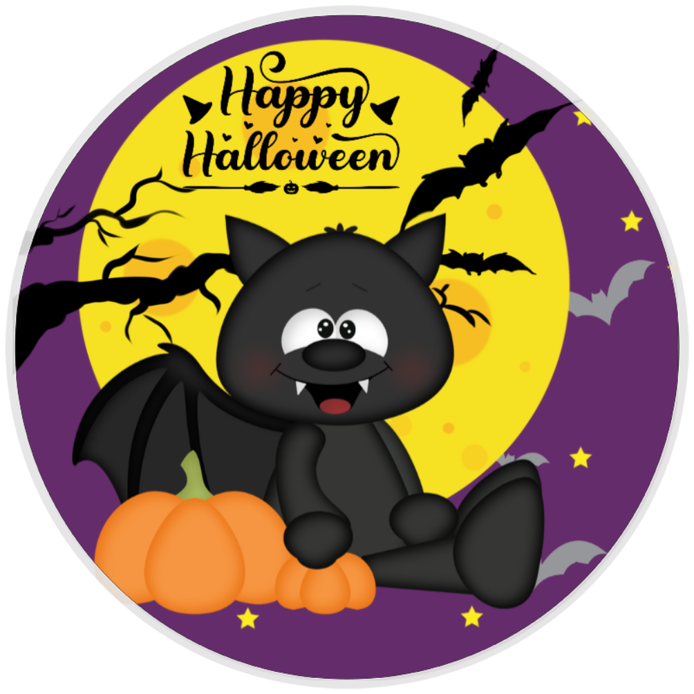 10” Happy Halloween Bat Sign, Home Decor, Aluminum, The Ritzy Cactus