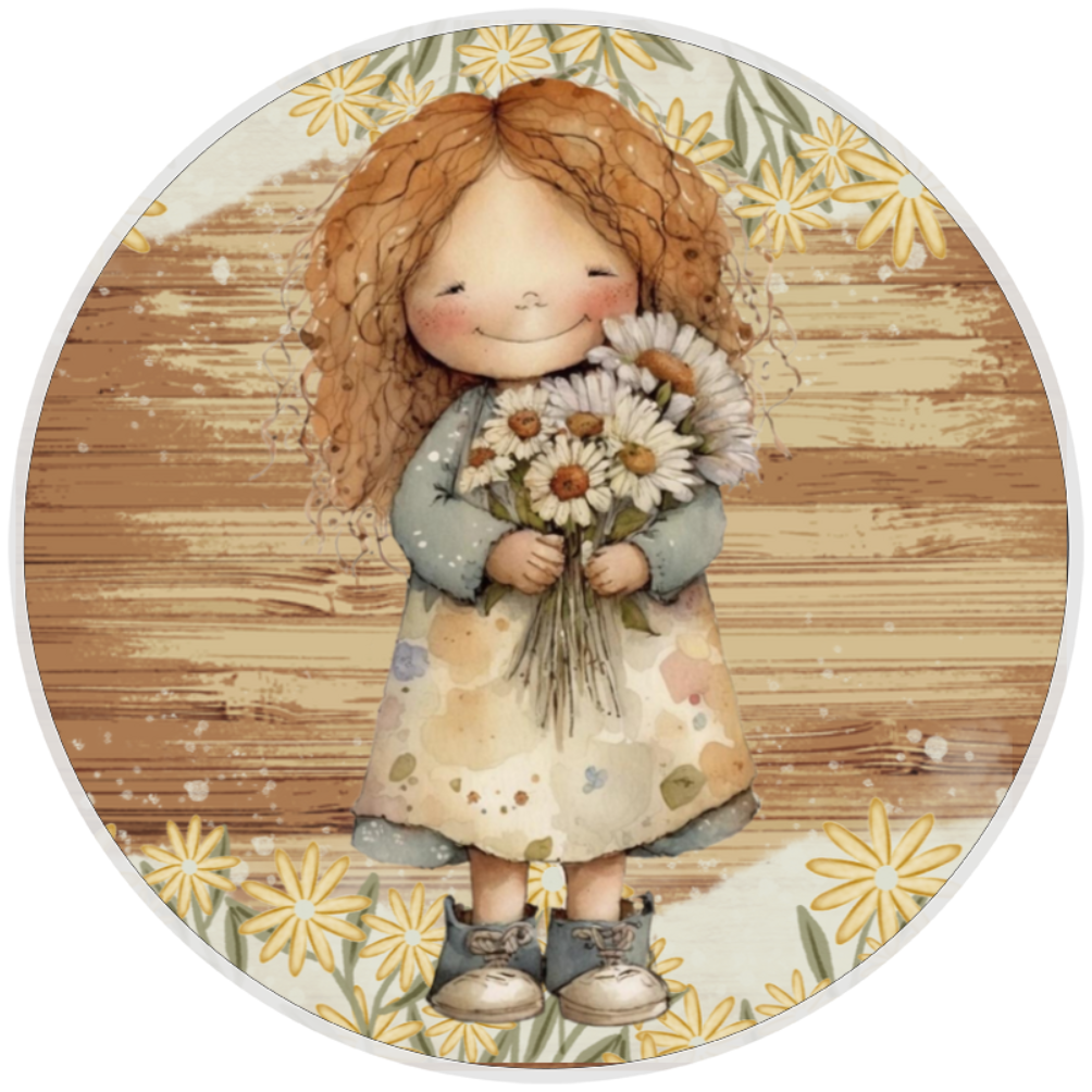 10” Country Rustic Daisy Girl Sign, Home Decor, Aluminum, The Ritzy Cactus