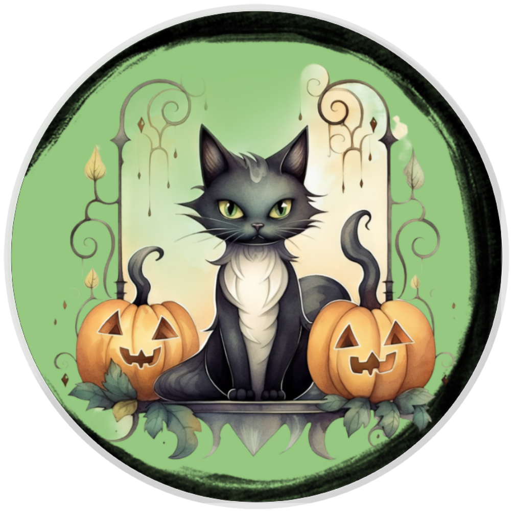 10” Black Cat Halloween Sign, Home Decor, Aluminum, The Ritzy Cactus