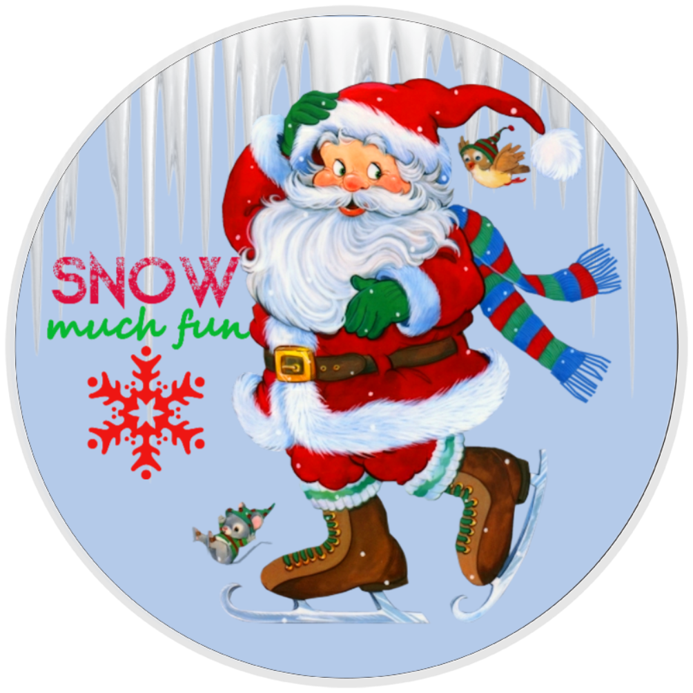 10” Skating Santa Wreath Sign, Home Decor, Aluminum, The Ritzy Cactus