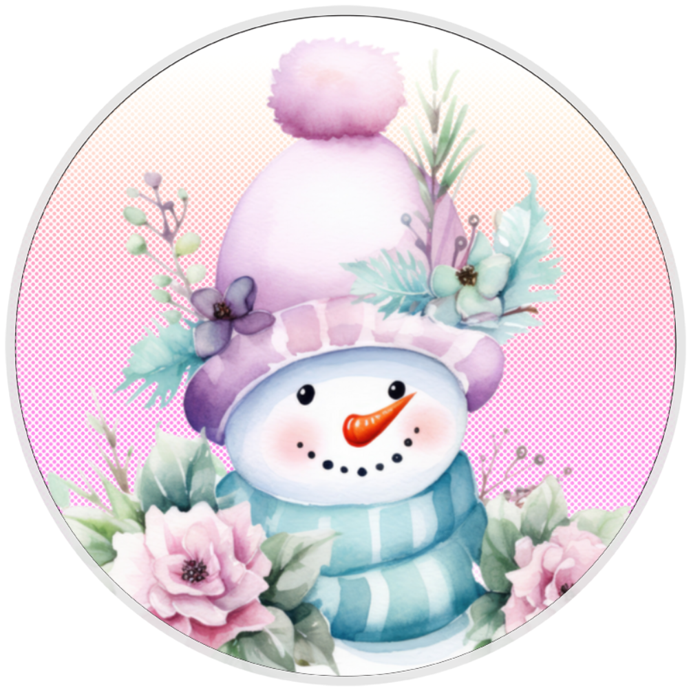 10” Watercolor Snowman Winter Sign, Wreath Sign, Home Decor, Aluminum, The Ritzy Cactus