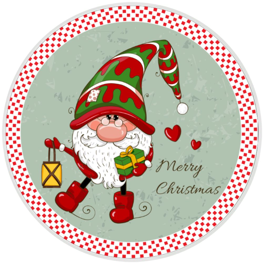 10” Merry Christmas Gnome Wreath Sign, Home Decor, Aluminum, The Ritzy Cactus