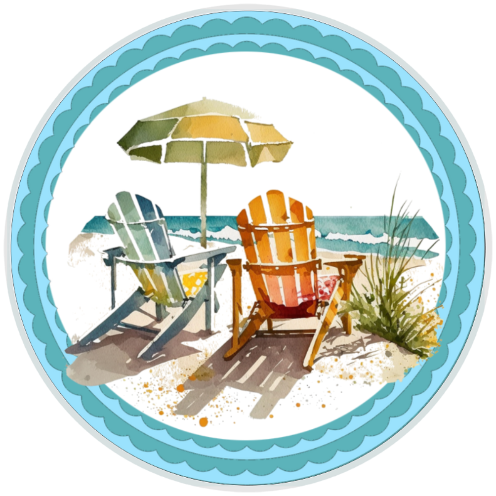 10” Beach Chair Sign, Home Decor, Aluminum, The Ritzy Cactus