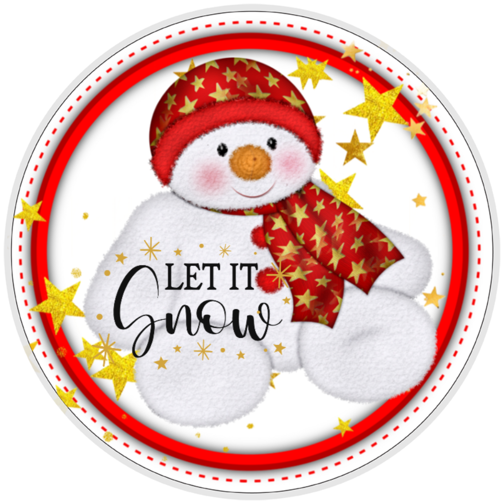 10 Let It Snow Snowman Winter Wreath Sign, Home Decor, Aluminum, The Ritzy Cactus