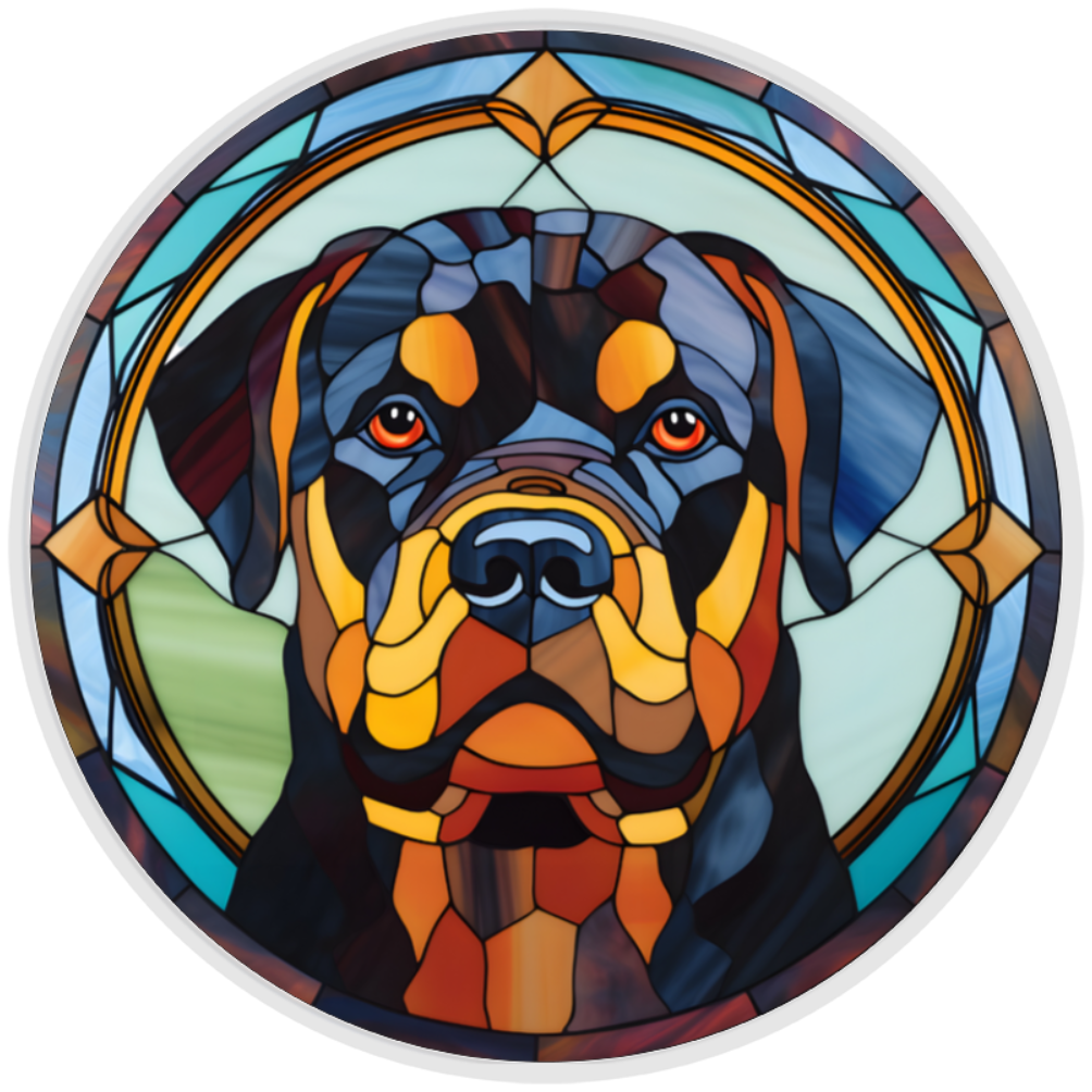 10” Stained Glass Look Rottweiler Wreath Sign, Home Decor, Metal Sign, The Ritzy Cactus