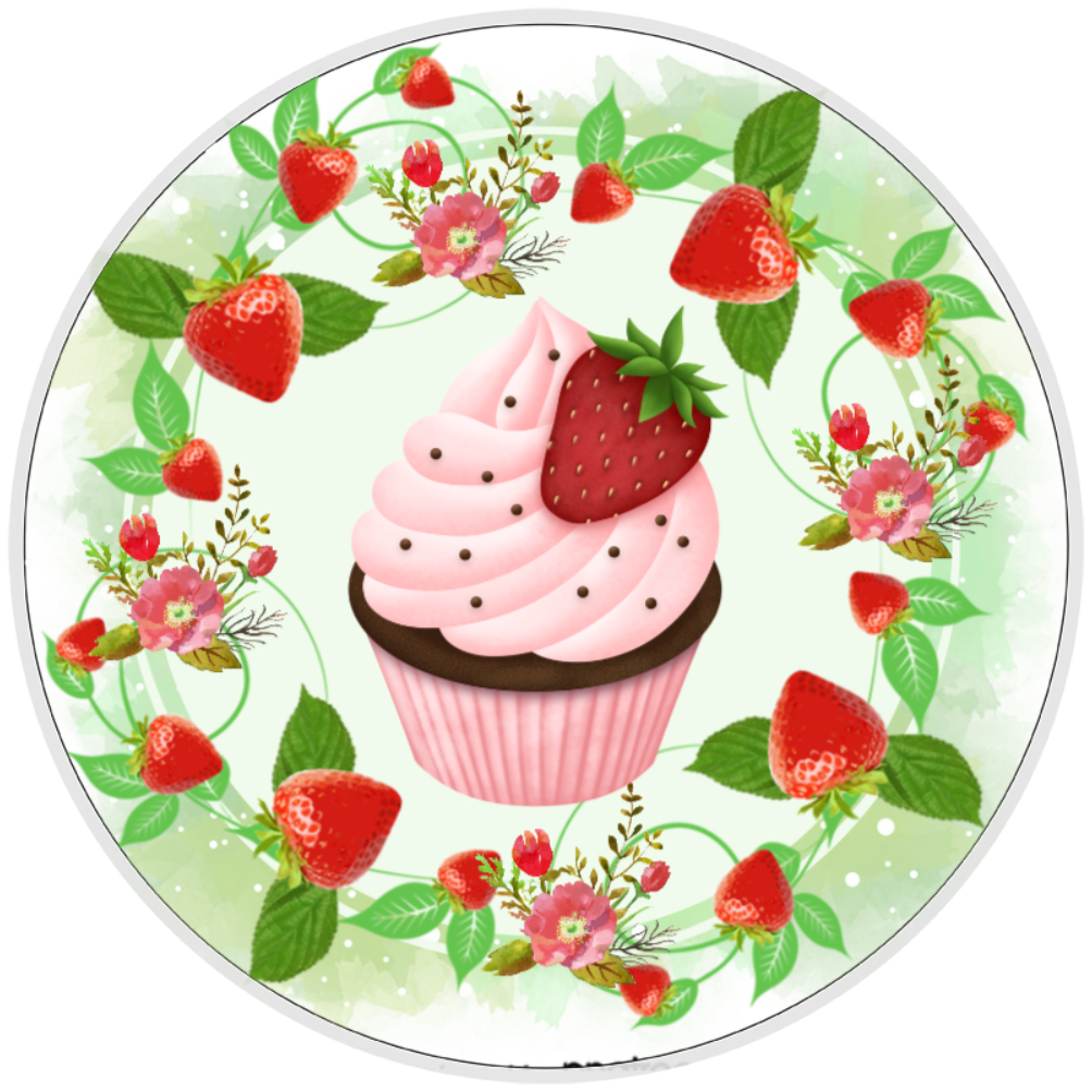 10” Strawberry Cupcake Wreath Sign, Home Decor, Aluminum, The Ritzy Cactus