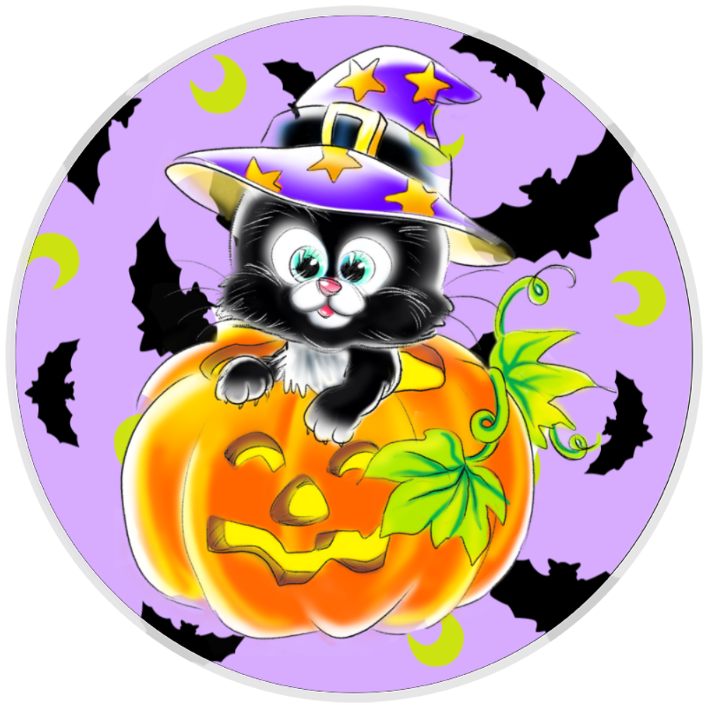 10” Cat Witch Halloween Sign, Home Decor, Aluminum, The Ritzy Cactus
