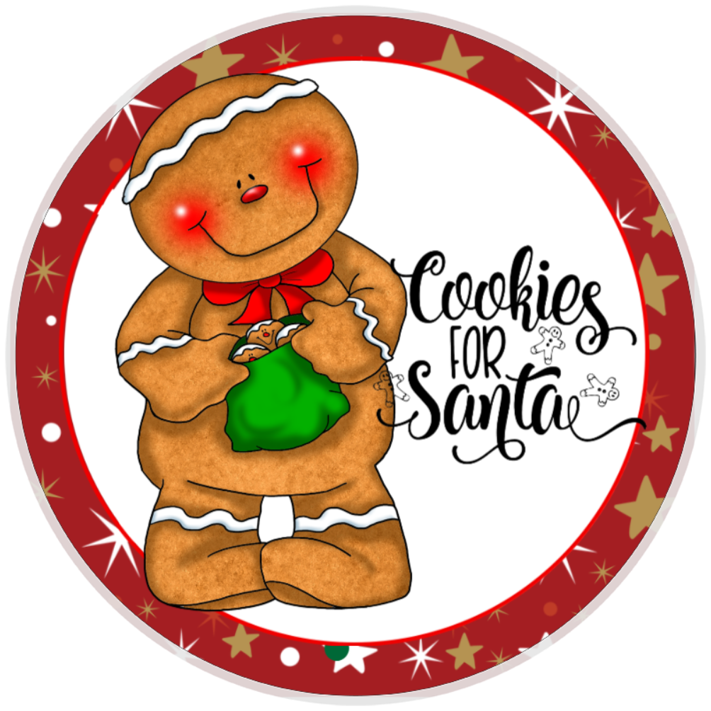 10” Gingerbread Cookies For Santa Sign, Home Decor, Aluminum, The Ritzy Cactus