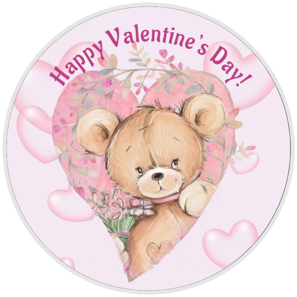 10” Bear Happy Valentines Day Sign, Home Decor, Aluminum, The Ritzy Cactus
