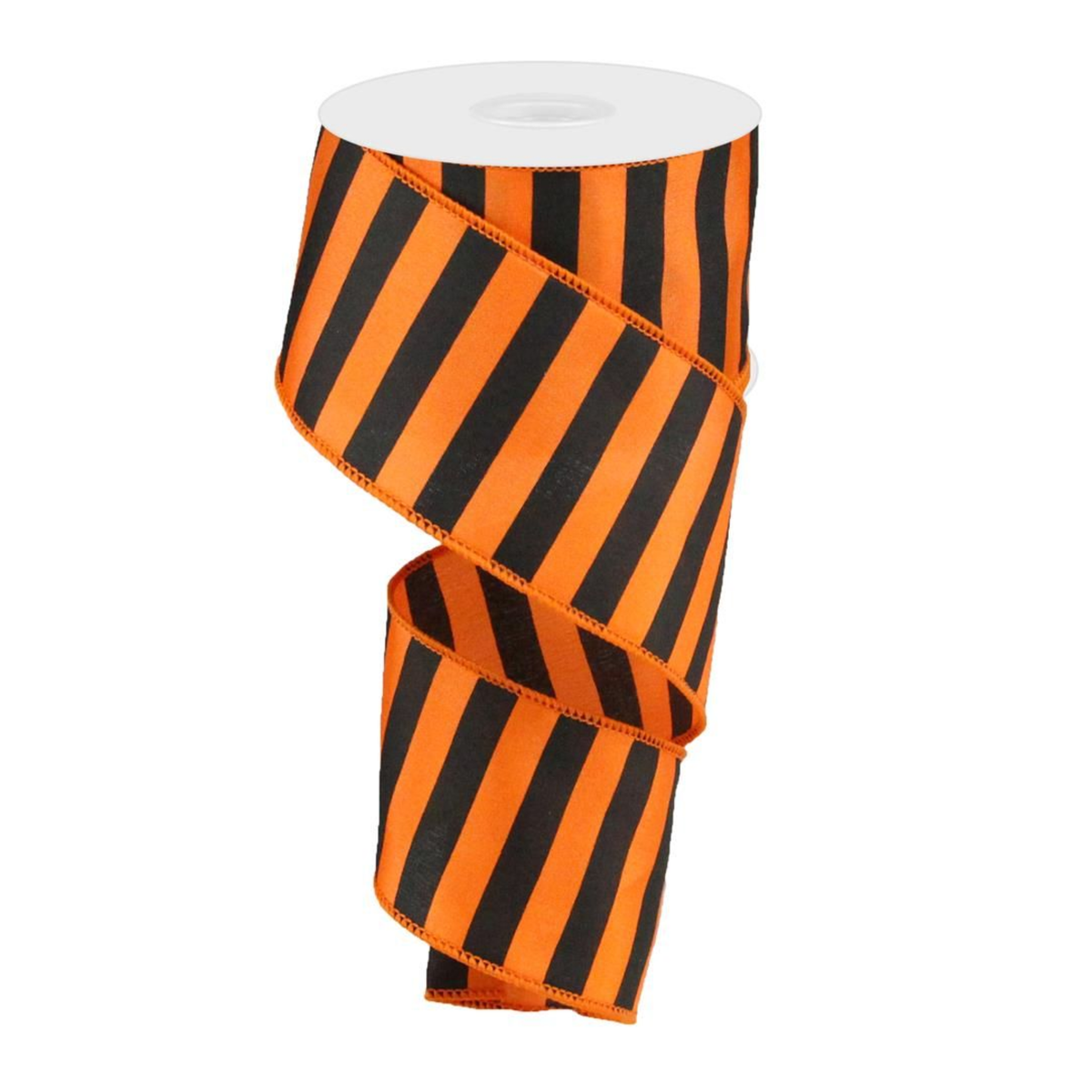 Medium Horizontal Stripe Black Orange Wired Ribbon – 2.5" x 10 Yards, Wreath Ribbon