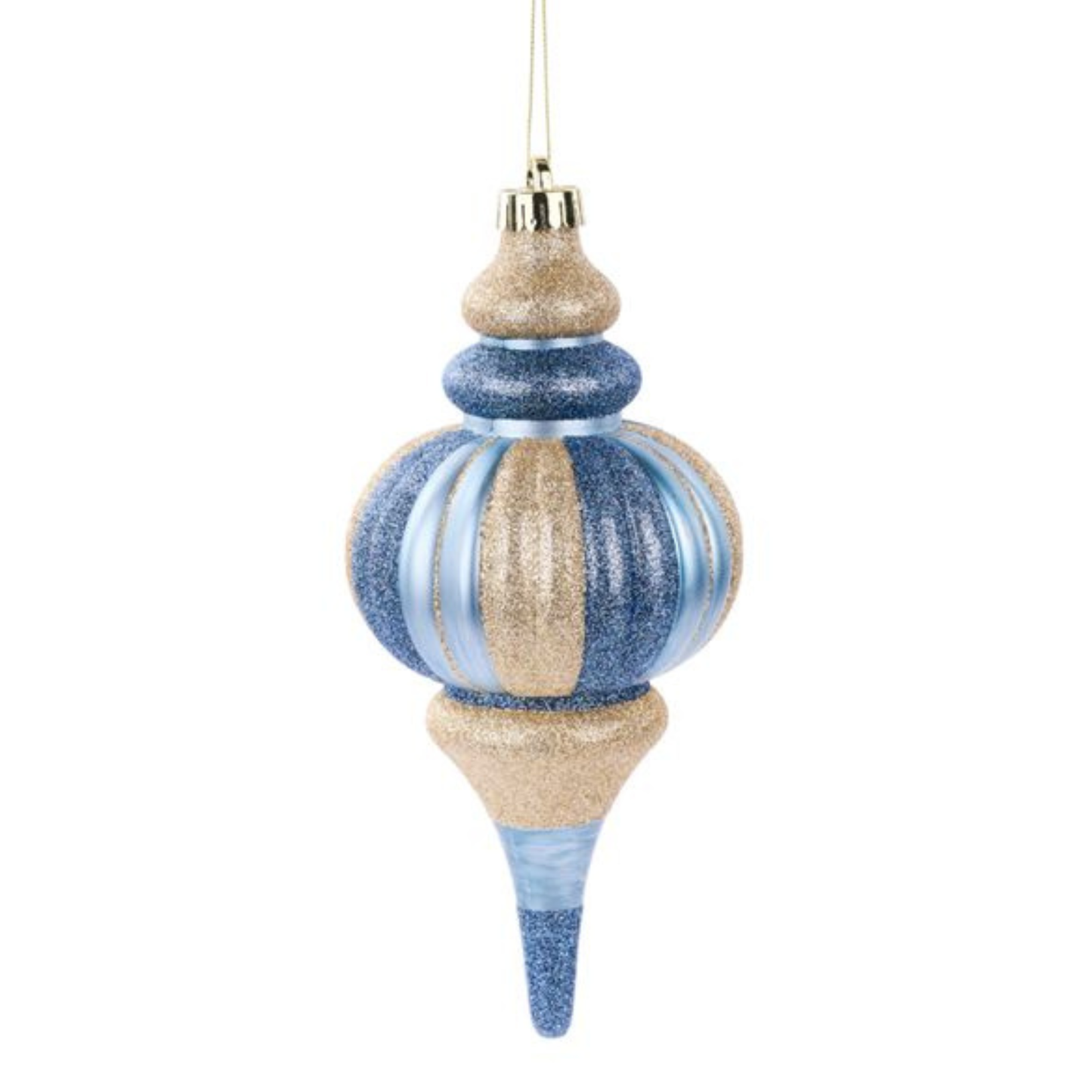 9.83" Finial Wreath Ornament Attachment | Ice Blue Gold Smoke Blue Holiday Embellishment | Wreath Supply, DIY Supply