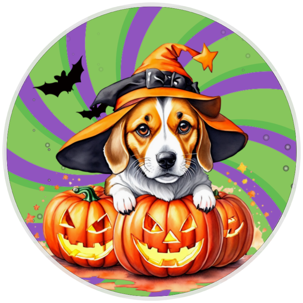 10” Halloween Beagle Dog Sign, Home Decor, Aluminum, The Ritzy Cactus