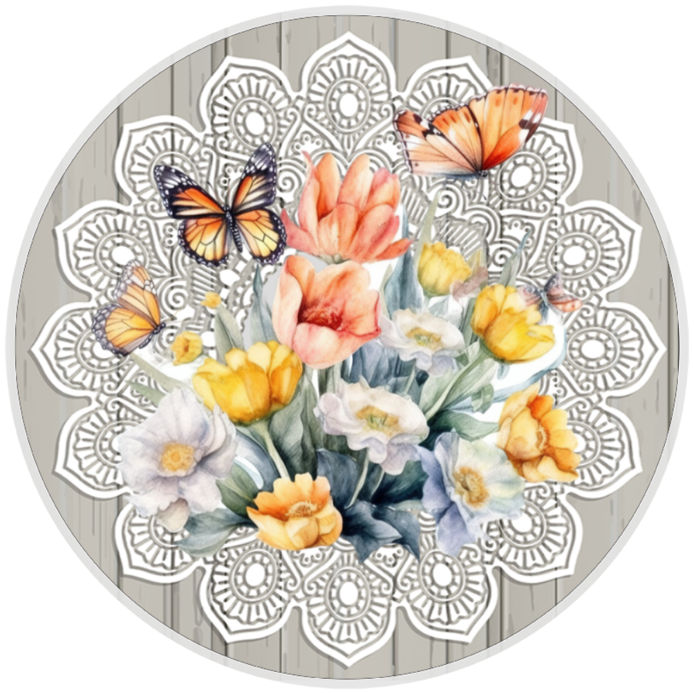10” Lace Butterfly Sign, Home Decor, Aluminum, The Ritzy Cactus