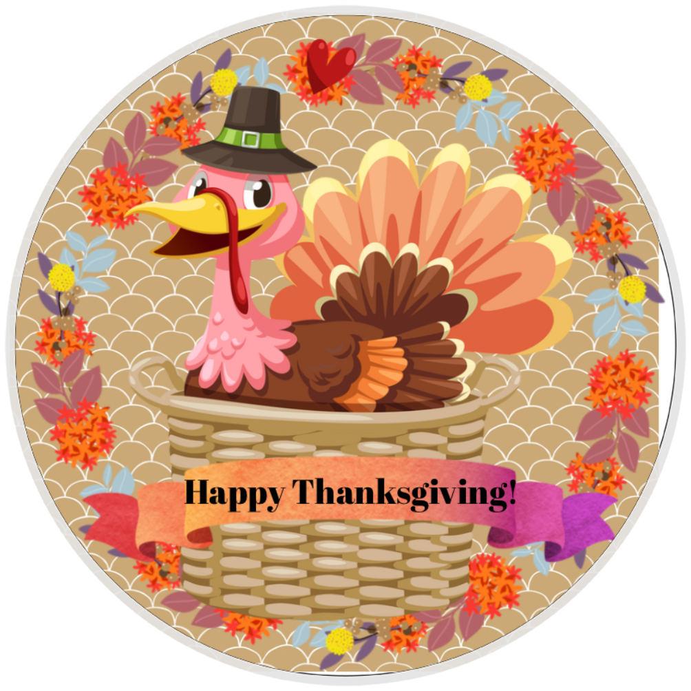 10” Happy Thanksgiving Turkey Wreath Sign, Home Decor, Aluminum, The Ritzy Cactu