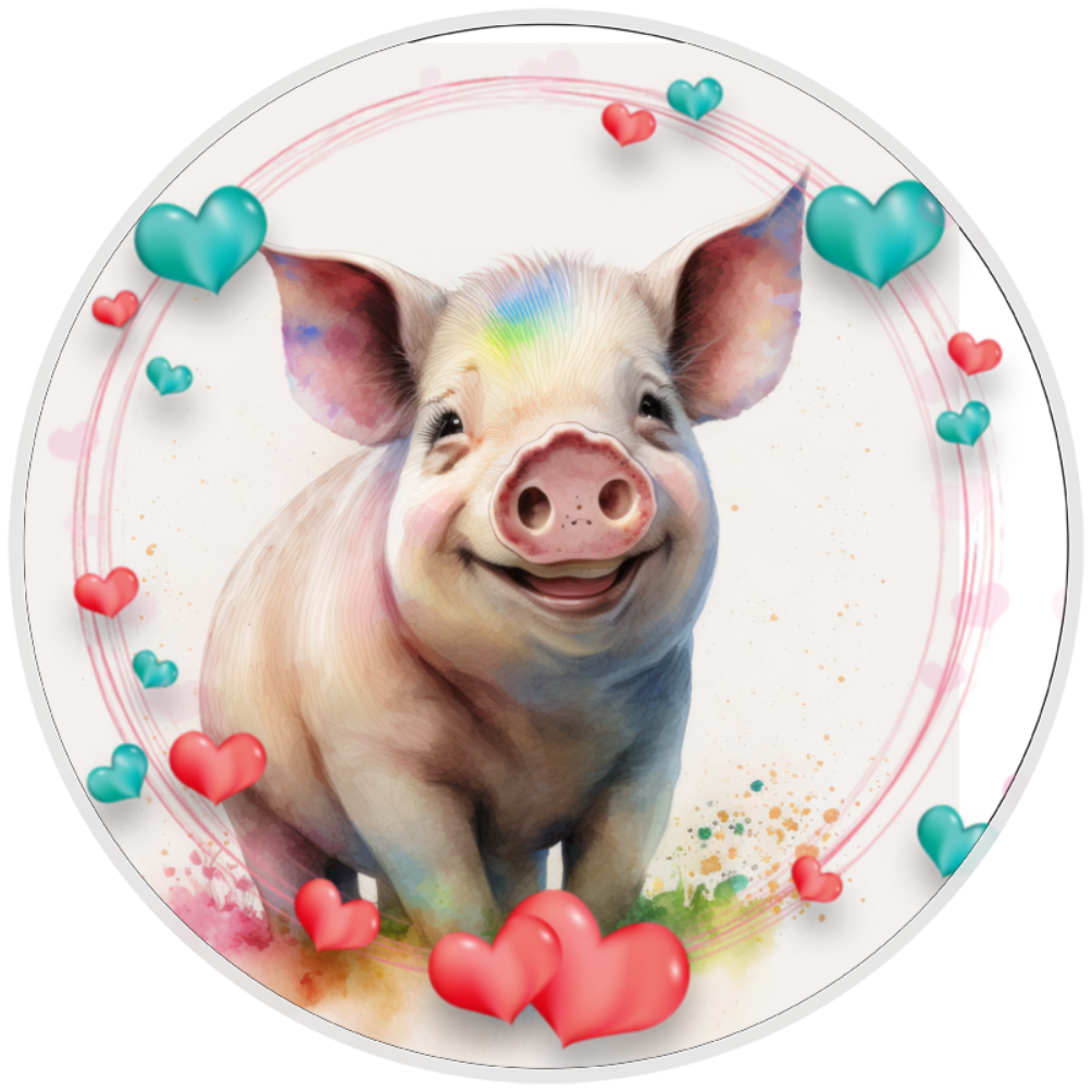 10” Pig Heart Wreath Sign, Home Decor, Aluminum, The Ritzy Cactus