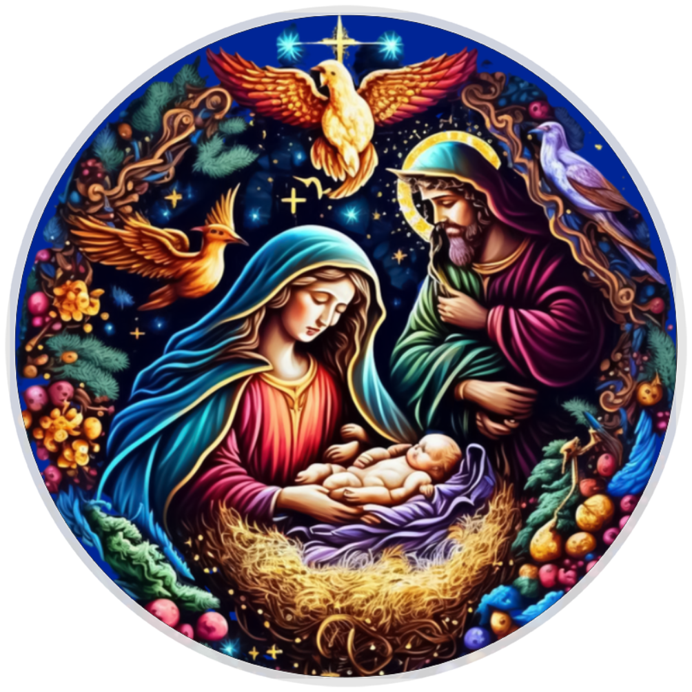 10” Christmas Nativity Manger Wreath Sign, Home Decor, Aluminum, The Ritzy Cactus