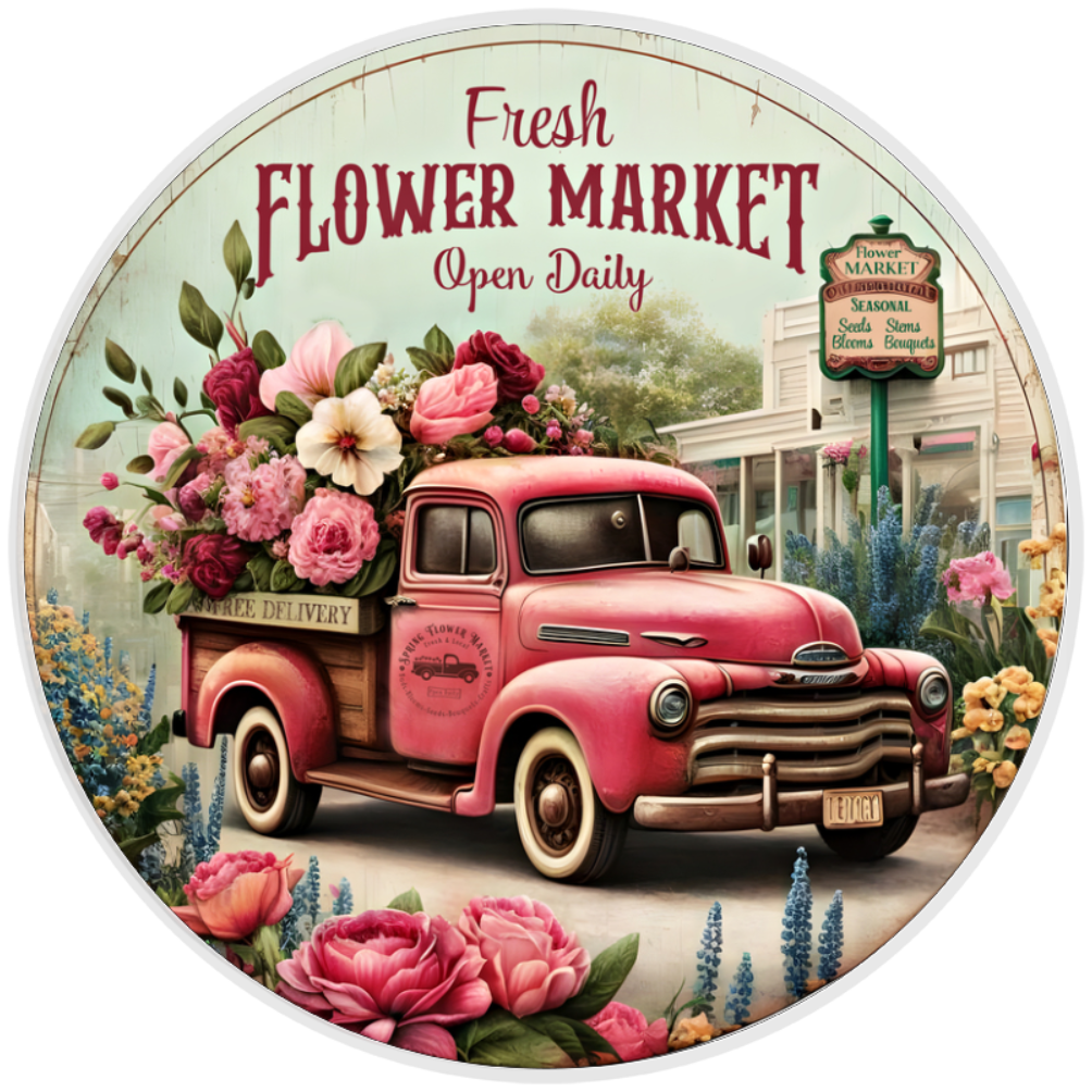 10” Fresh Flower Wreath Sign, Home Decor, Aluminum, The Ritzy Cactus