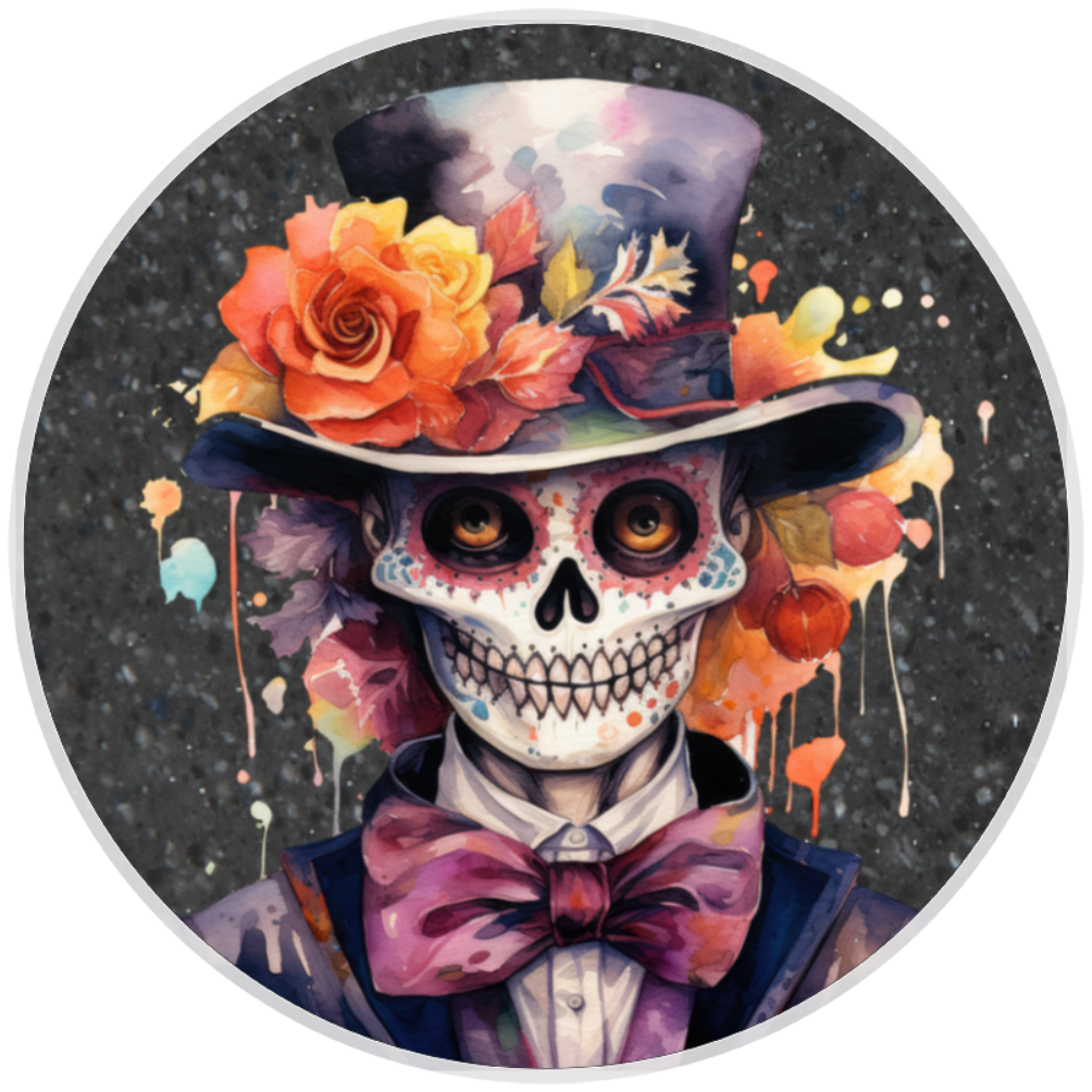 10” Floral Skeleton Halloween Sign, Home Decor, Aluminum, The Ritzy Cactus