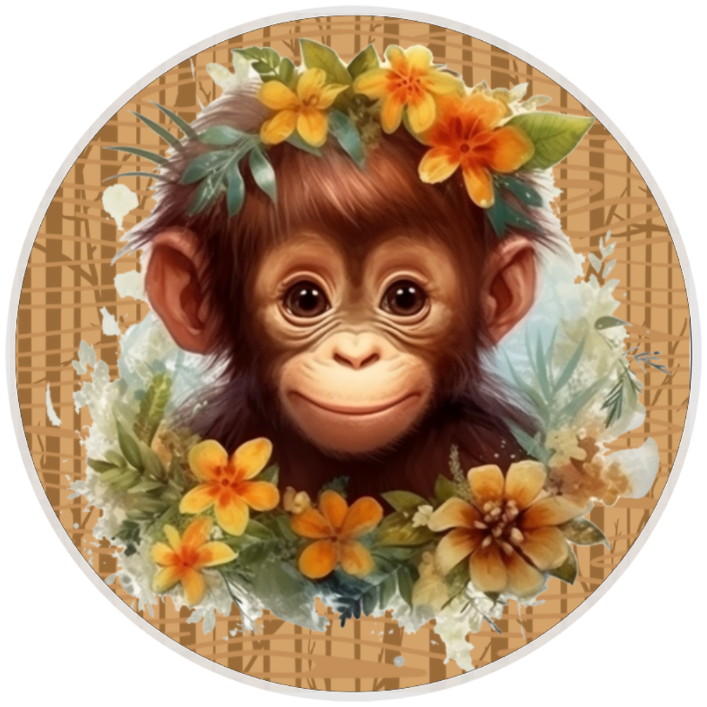 10” Monkey Floral Sign, Home Decor, Aluminum, The Ritzy Cactus