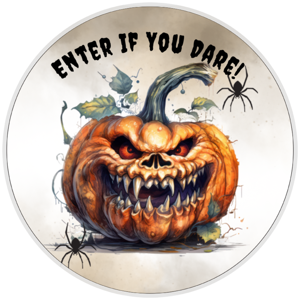 10” Scary Pumpkin Halloween Sign, Home Decor, Aluminum, The Ritzy Cactus