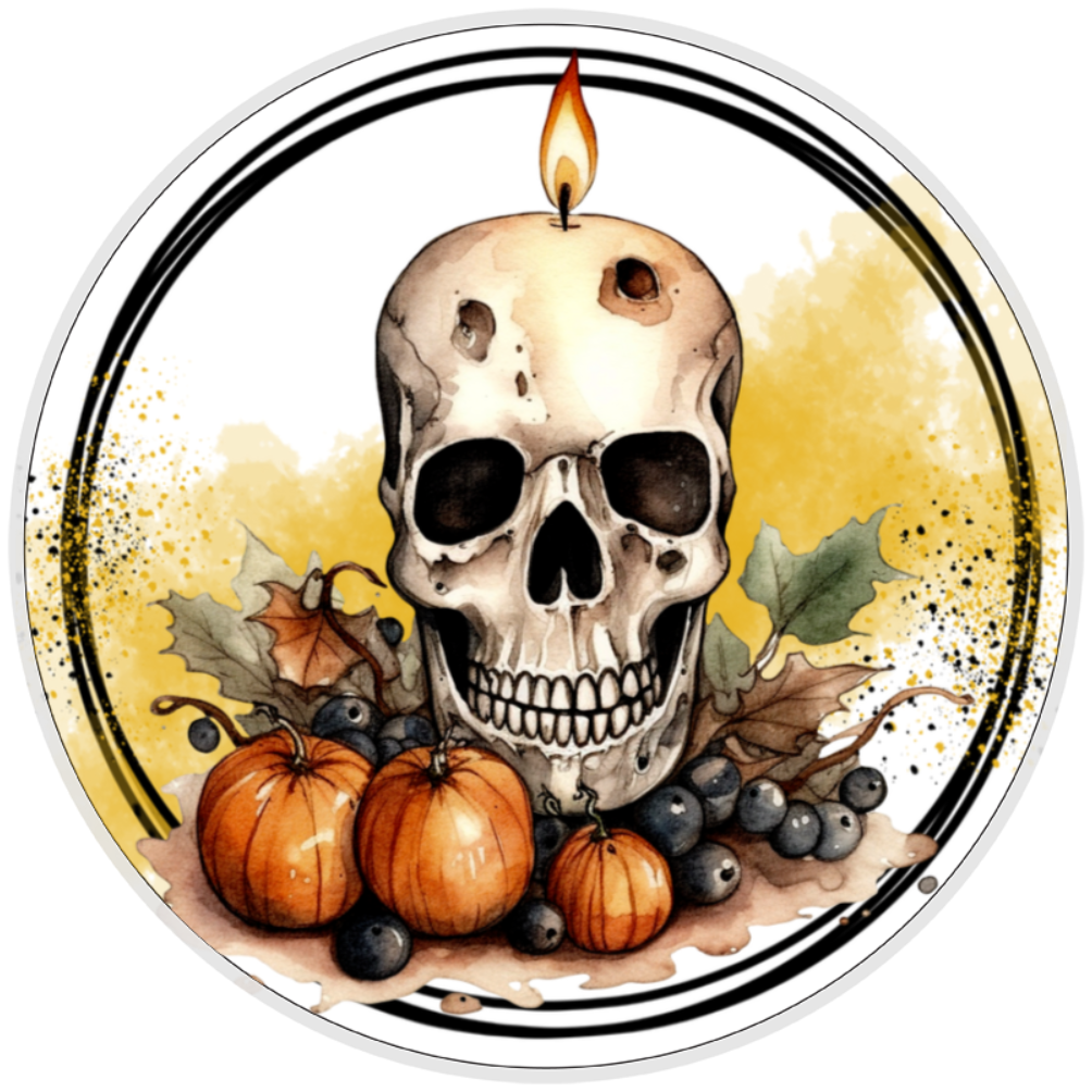 10” Skeleton Candle Halloween Sign, Home Decor, Aluminum, The Ritzy Cactus