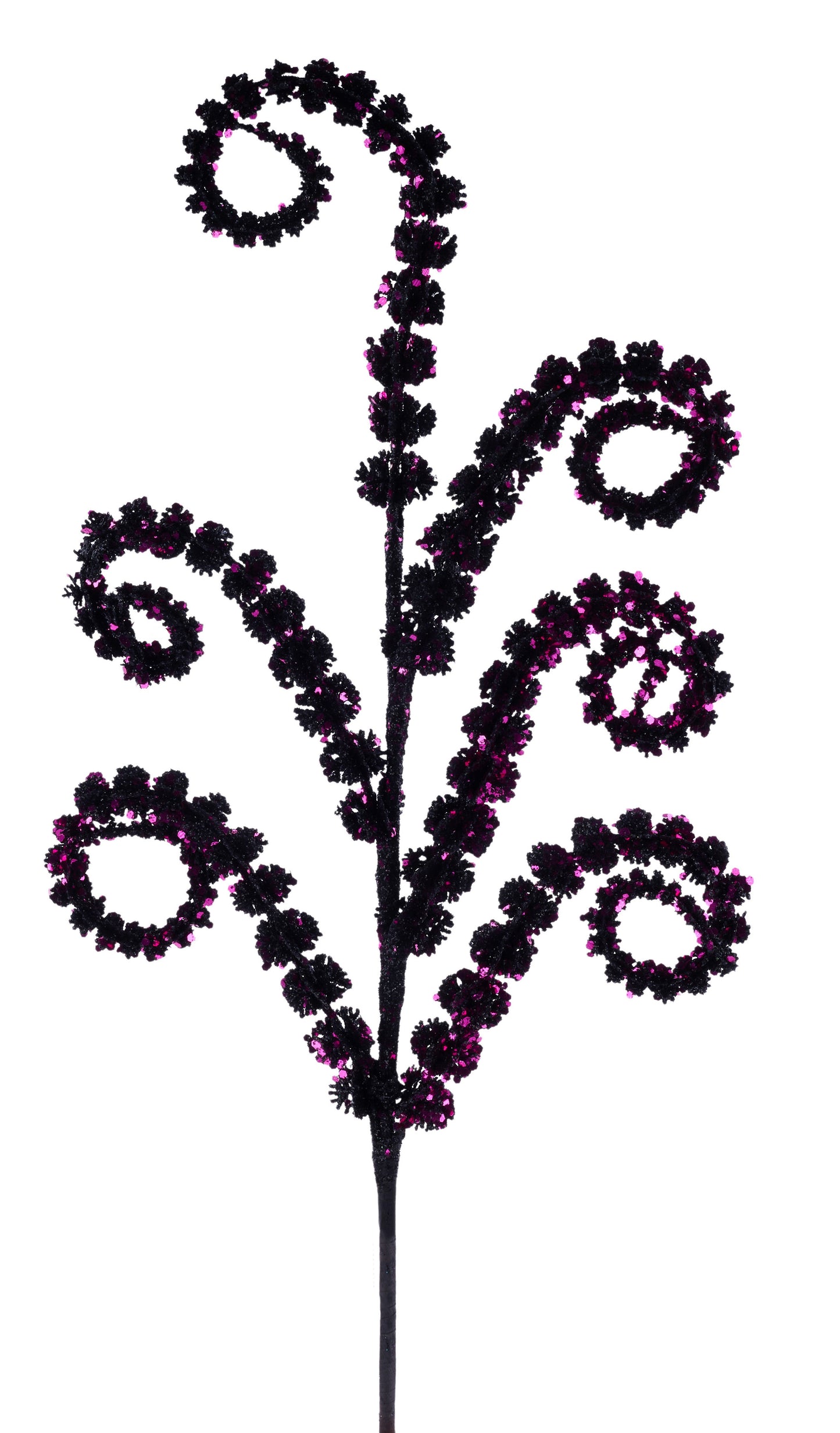 25" Glitter Spike Coil Spray Black with Hot Pink | Whimsical Wreath Pick | Halloween Embellishment | DIY Wreath Supply