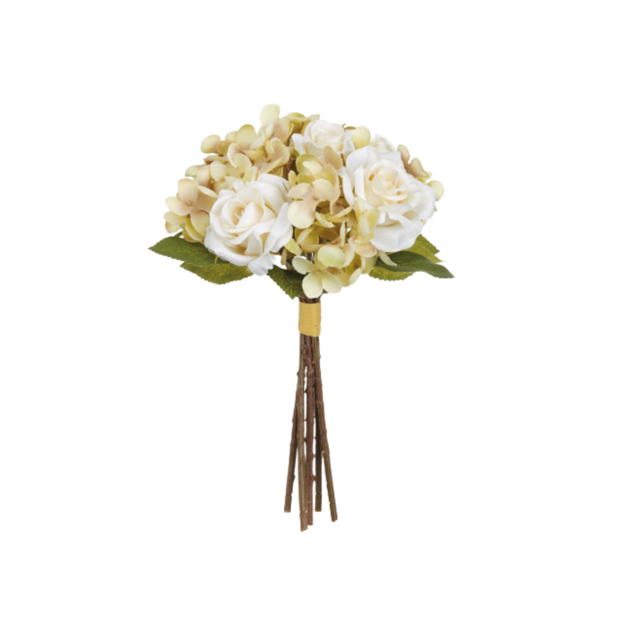 11" Cream Hydrangea & Rose Bouquet – Elegant Artificial Floral, Wreath Supplies, Home Decor, Greenery, DIY Craft Supply