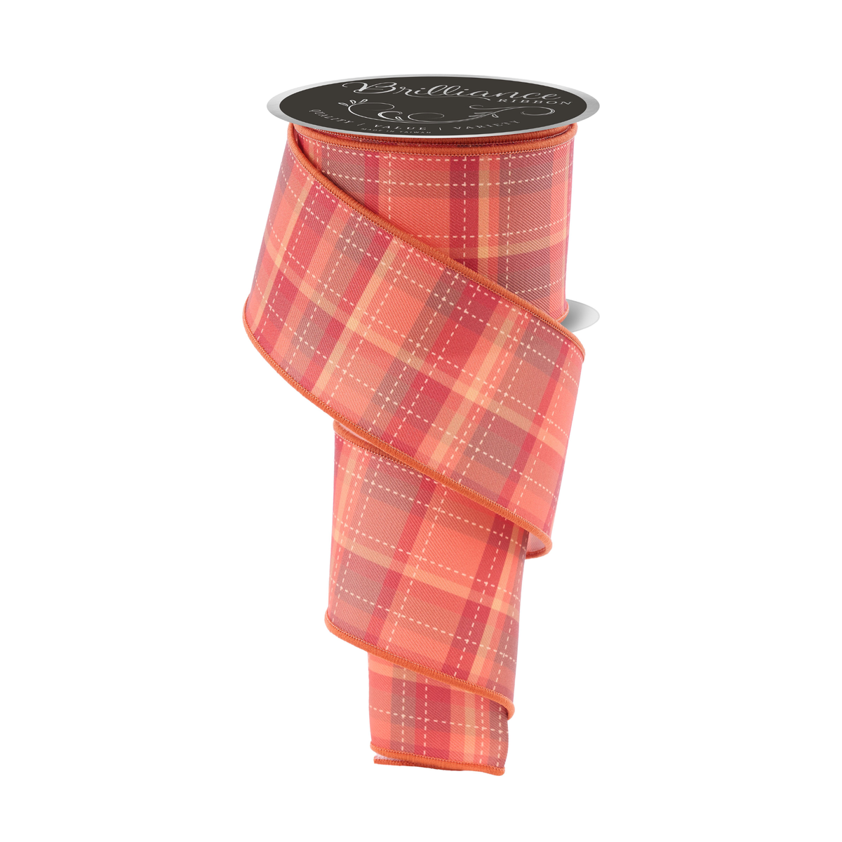 Dashed Plaid Wired Ribbon – 2.5" x 10 Yards, Wreath Ribbon